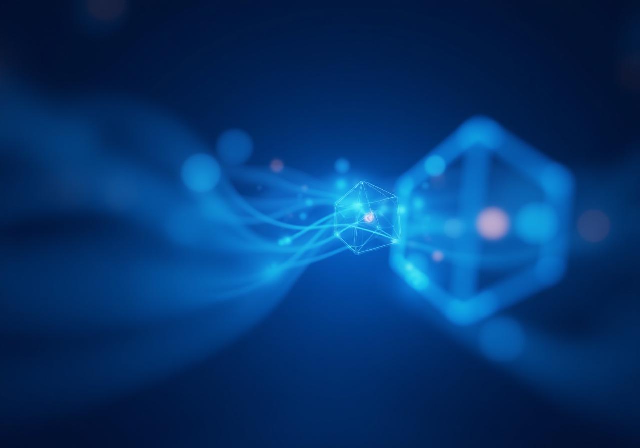 Abstract visualization of interconnected digital workflows